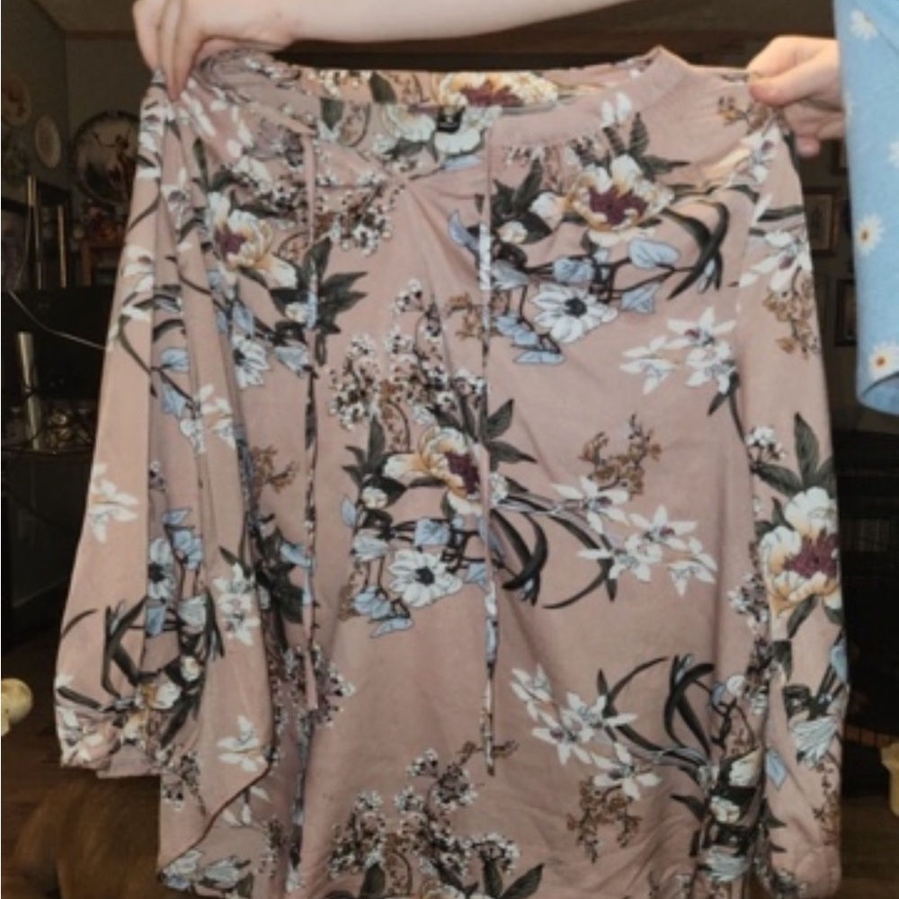 Mauve Pink Floral Mini Skirt with Tie Waist